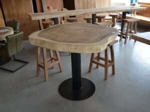 Suar boomstamtafel rond 130cm bartafel- BT900