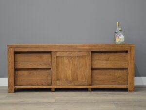 Geborstelde teak tv kast 180 cm