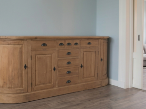 Teak dressoir ronde kanten 220 cm