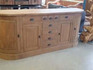 teak dressoir ronde kanten 220 cm