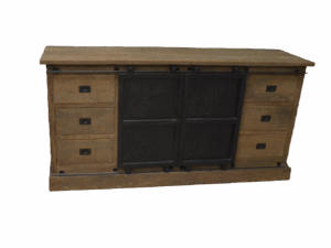 Dressoir teak met metalen schuifdeur 180 cm