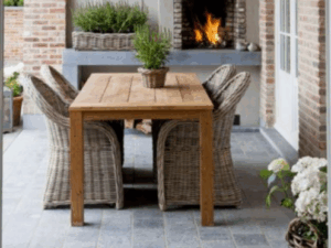 Teak tuintafel geborsteld