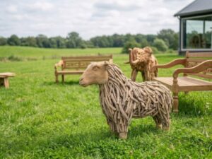Handgemaakt Teak Schaap (60 cm)