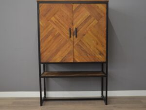 Wandkast teak visgraat 120 cm breed