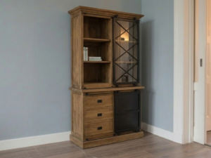 Teak Vitrinekast industrieel 120 cm