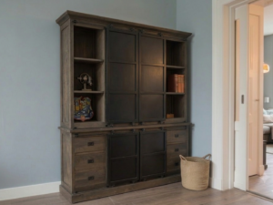 Teak vitrinekast 200 cm - Industrieel
