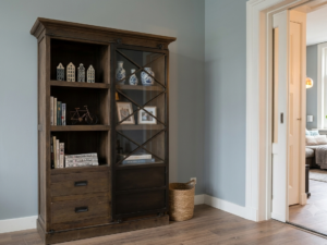 Teak vitrinekast 120 cm - Industrieel