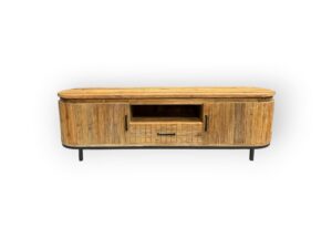 teak tv meubel ronde kanten 180 cm geborsteld
