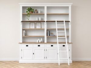 Boekenkast 200 cm breed wit-eiken
