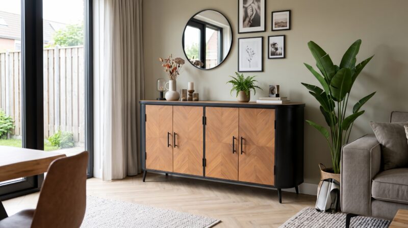 Teak dressoir visgraat 180 cm